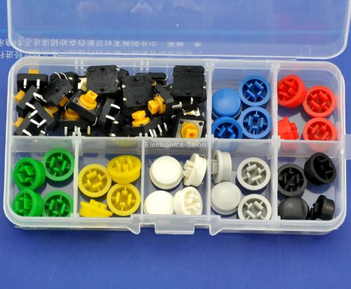 OMRON B3F-4055 Tactile Switch &amp; 7 Color KeyCaps Kit, 12x12x7.3mm, Momentary. 01A
