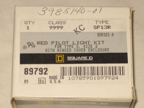 Square D 9999SP13R RED PILOT LIGHT KIT NEMA FOR CONTACTOR AND STARTER