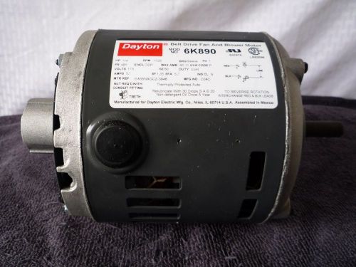 DAYTON ELECTRIC 6K890 BELT DRIVE FAN MOTOR, 1/4 HP, 1725 RPM, 115 V