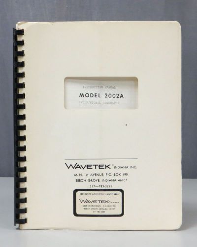 Wavetek Model 2002A Sweep/Signal Generator Instruction Manual