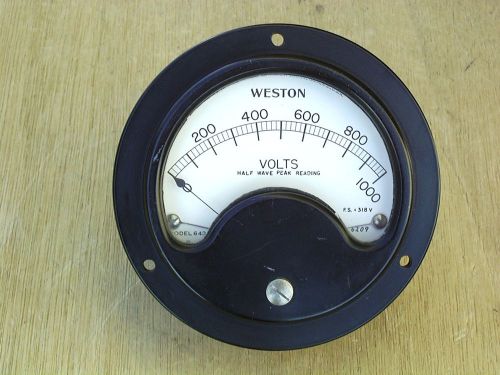 Vintage Weston 643 Panel Round Voltmeter 0-1000V Half Wave Peak Read 4 1/2&#034; dia.