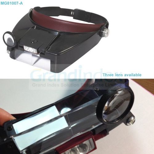 Headhand helmet magnifier led head light magnifying loupe #81007a 3pcs lens for sale