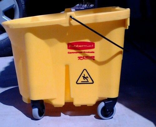 Rubbermaid wave brake commercial mop bucket 90-7680-a1 w/ wheels made in usa for sale