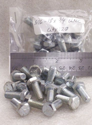 20pcs grade 5  5/16-18x3/4&#034; unc hex head cap bolt / screws 5/16-18 x 3/4&#034; zinc for sale