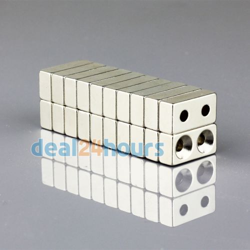 20pcs n35 strong block magnets 20 x 10 x 6 mm 2 holes 3mm rare earth neodymium for sale
