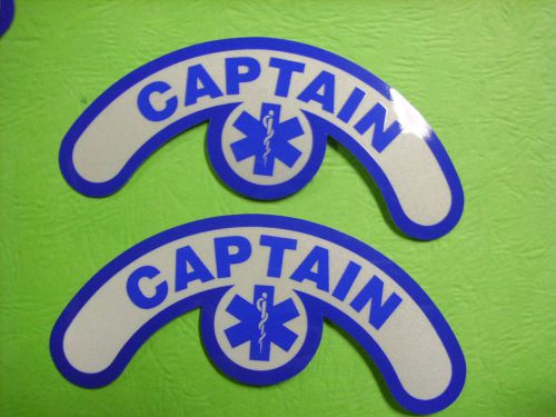 CAPTAIN STAR OF LIFE FIRE HELMET  WHITE CRESCENTS REFLECTIVE