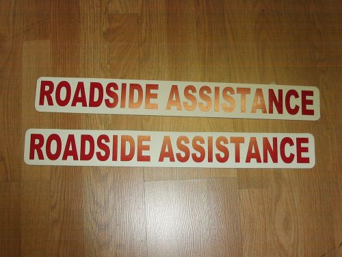 RED 2 ROADSIDE ASSISTANCE Magnetic Signs 3&#034;x24&#034; 1 Pair 4 Car Truck SUV Van