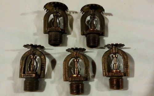 Five central brass 1/2&#034; male thread fire sprinkler heads 1992 (j1007) for sale