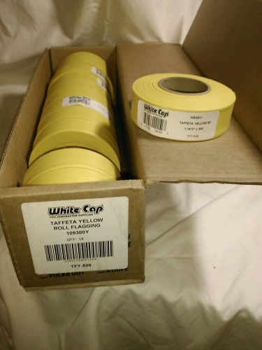 BOX OF 12 WHITE CAP TAFFETA YELLOW ROLL FLAGGING. 109300Y