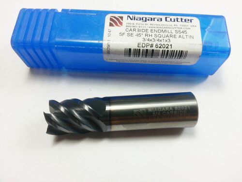 3/4&#034; niagara cutter s545 carbide tialn 5 flute finishing end mill 62021 (n 725) for sale