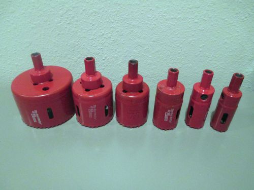 Lot of 6 new morse, bi-metal holes saws with built-in arbors for sale