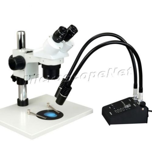 OMAX 10X-20X-30X-60X Binocular Stereo Microscope+6W LED Dual Gooseneck Light