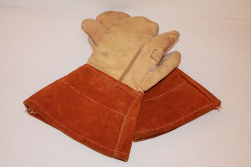 Removable  Liner Buck skin Suede Gauntlet Men&#039;s Glove,Trigger Finger, VGUC
