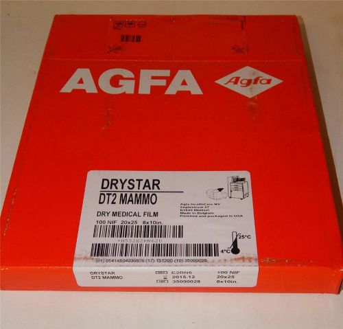 AGFA Drystar DT2 MAMMO Dry Medical Film 100 NIF 8 x 10&#034; REF E2RN6 Exp 2015-12