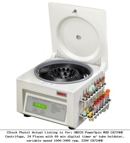 Unico powerspin mxd c8724he centrifuge, 24 places with 60 min digital timer w for sale