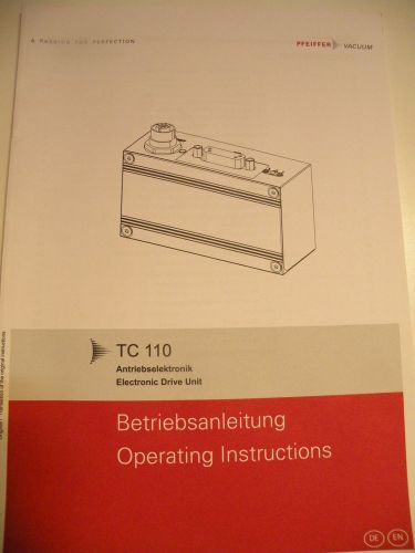 Operating instructions manual pfeiffer vacuum tc110 hipace 80 mvp 015 and more! for sale
