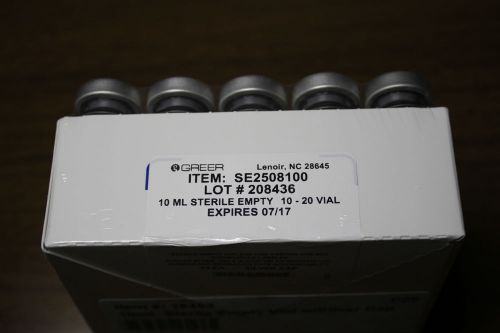 STERILE 10ml VIAL EXPIRES 07/17 LOT of 4 boxes x 25 per (100 vials) FREE SHIP