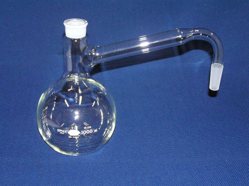 Kimax 1000 ml Flat Bottom Distillation Flask, #27 Top Stopper, 19/38 Side Joint