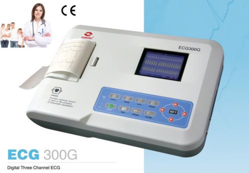 Ecg300g ce portable 3-channel 12-lead color ecg ekg machine electrocardiograph for sale