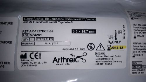 Arthrex biocomposite corkscrew  anchor ref# ar-1927bcf-65 expiration 2014-12 for sale