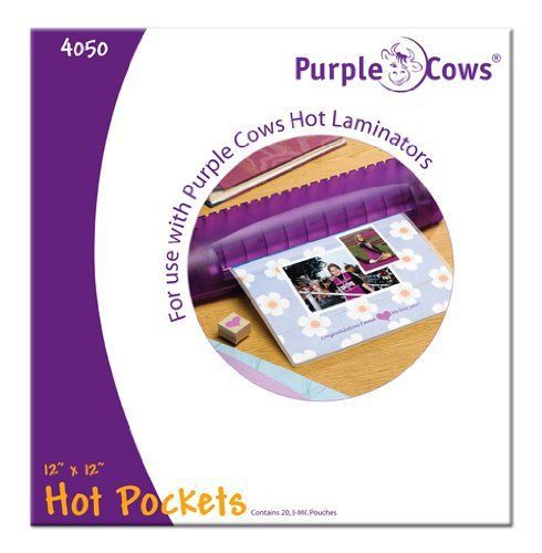 Purple Cows Hot Pockets Hot Laminating Pouches  12x12 Inches  20 Pouches Per Pac