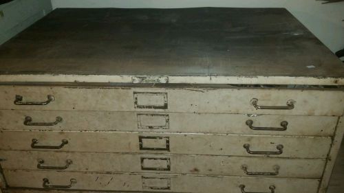 Vintage lyon blueprint map cabinet file steam punk 5 drawer