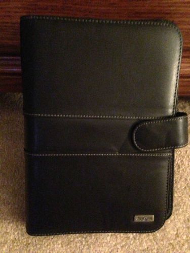 Franklin Covey -Day 1 One -Leather Monthly/Weekly Organizer/Binder - Black EUC