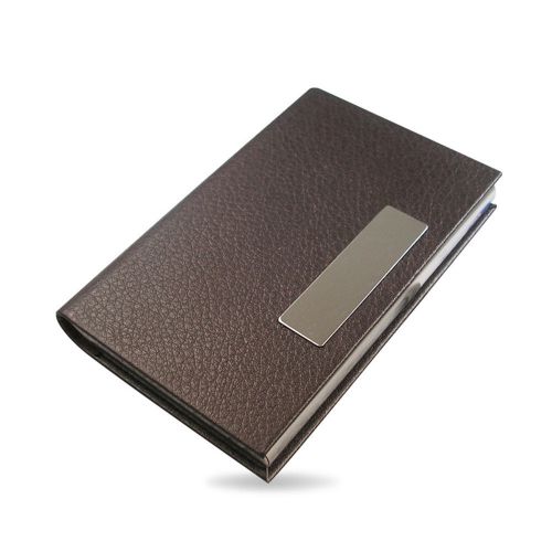 Modern High Quaility Business New Lichee Pattern Metal Frame Card Holder Cases