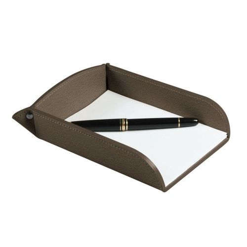 LUCRIN - Small A6 Paper holder - Granulated Cow Leather - Dark taupe