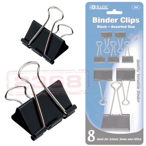 8 Pcs Black Binder Clip Assorted Size For Home Office and industrial Use