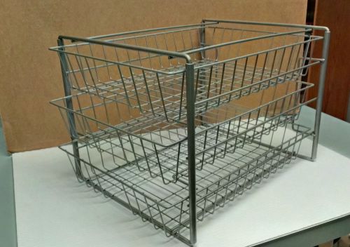 Vintage metal desk organizer wire basket trays removable nice! for sale