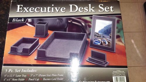 Novimex Executive Desk Set 5 Piece Black Organizer Home Office Acces Business