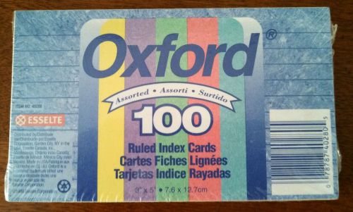 Oxford 40280 Index Cards, Ruled, 3&#034;x5&#034;, 100/PK Blue Red Green Purple YELLOW