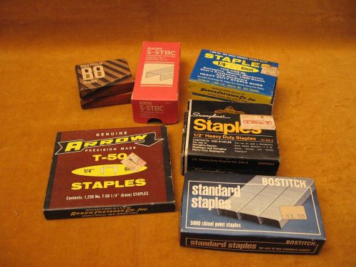 EIGHT (8) BOXES OF STAPLES - 4 HEAVY DUTY, 2 STANDARD &amp; 2 SMALL - VG COND.
