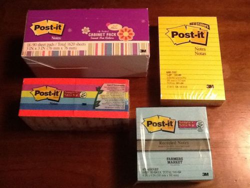 Lot of 39 Post-It Notes 3M Sticky Note Pads Pop Up Assortment of Types &amp; Sizes