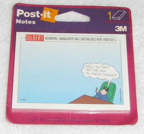 NEW! RARE 1996 3M POST-IT NOTES DILBERT HOW DO THEY GET THE INK IN THESE THINGS