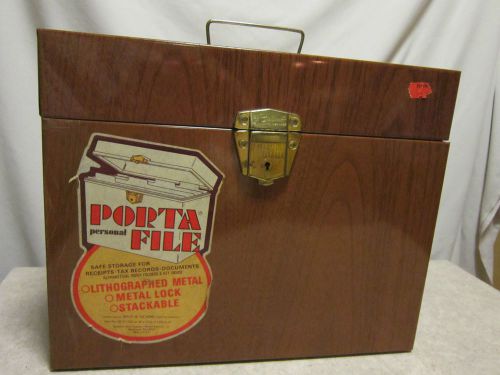 Vintage PORTA Personal FILE, Woodgrain Metal Storage Madmen Steampunk