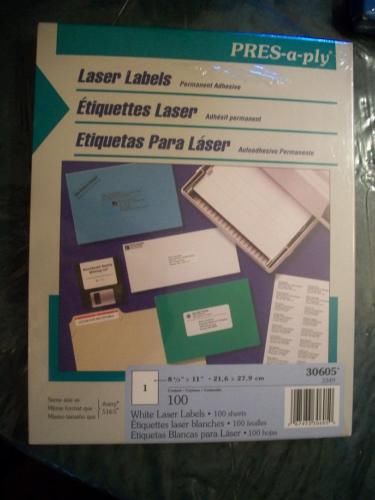#30605 PRES-A-PLY LASER LABELS WHITE LASER FULL SHEET LABELS FREE SHIPPING USA