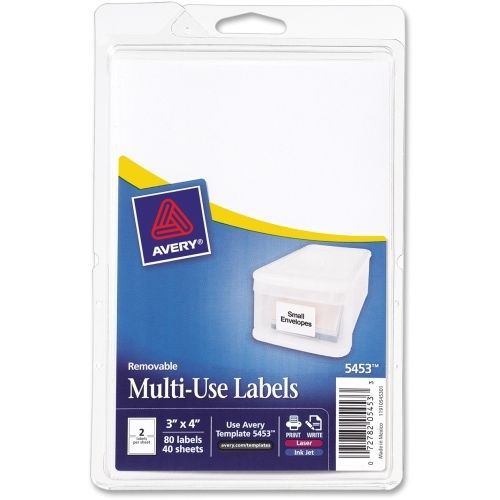 LOT OF 4 Avery Handwritten Removable ID Label -4&#034;Wx3&#034;L-80/Pk -White