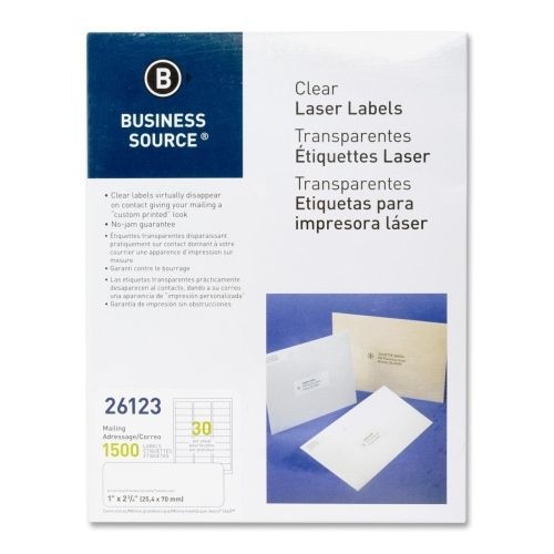Lot of 3 business source clear mailing label - 1&#034;wx2.75&#034;l -1500/pk - laser for sale