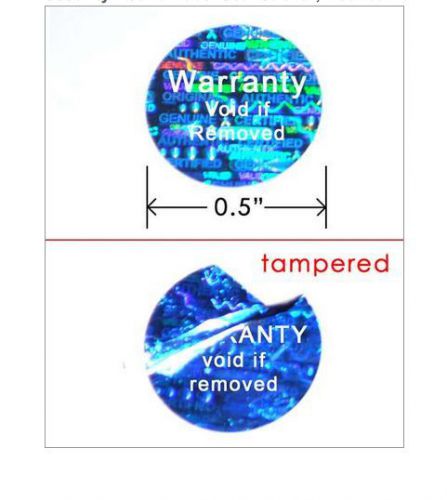 500 Hologram Round Security Labels Sticker Seals Custom Print Blue 1/2&#034; ps3