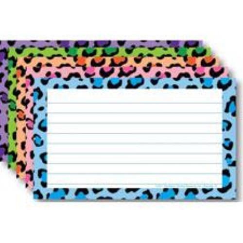Top Notch Teacher Border Index Cards 3&#039;&#039; x 5&#039;&#039; Lined Multi-Colored Leopard