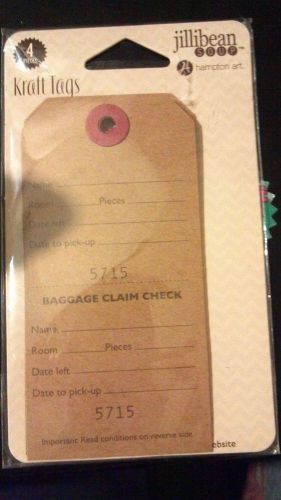Jillibean Kraft Tags - 4 &#039;baggage claim check&#039; tags