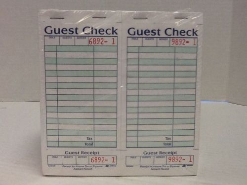 Adams 1-part guest check with stub 20 books 50 checks/book sa540a receipt new for sale
