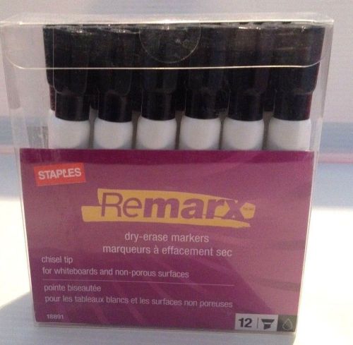 STAPLES REMARX . DRY - ERASE MARKERS  .12 markers in 1 box.Black