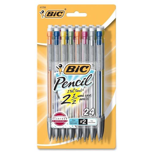 BIC Mechanical Pencil w Colorful Barrels Fine Point (0.5 mm) 24 Pack Pencils NEW