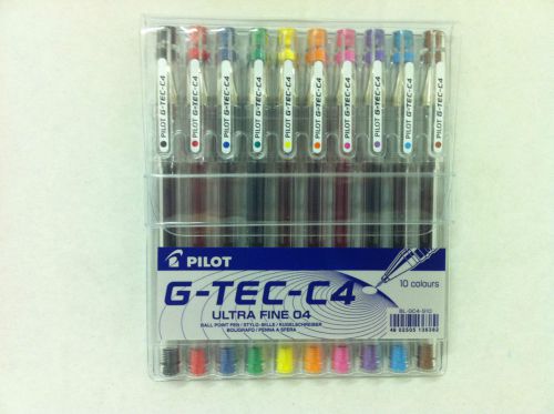 Pilot G-TEC-C4 Rollerball Ultra Fine Pens 10 Assorted Colors