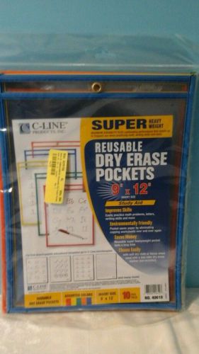 NEW IN PACKAGE C-LINE DRY ERASE POCKETS 10 PER PACK
