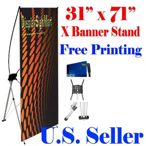 X Banner Stand 31&#034; x71&#034; Free Graphic Print Trade Show Display Free Bag Pop Up M