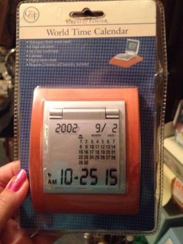 Crest &amp; Foster Wooden Desk World Time - Calendar Calculator Alarm Clock